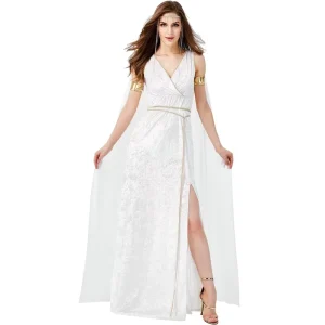 Women’s Sensual White Goddess Dress High Slit Greek Mythology Inspired Costume