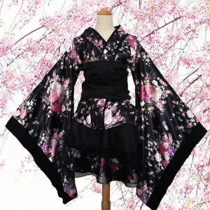 Women’s Sexy Kimono Sakura Anime Costume Japanese Kimono Traditional Print Vintage Original Tradition Silk Yukata Dress S XXXL