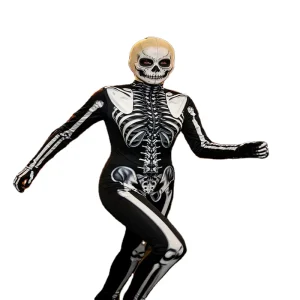 Women’s Skull Skeleton Monster Costume, Polyester