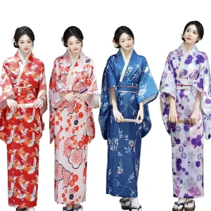 Women’s Spring Summer Japanese Kimono Bathrobe Princess Dress Performance Costume Sauna Suit