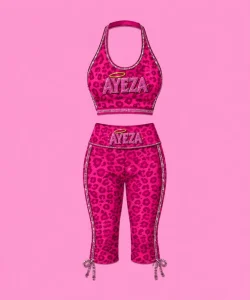 Women’s Summer Crop Top Flare Pants Set Sexy Bodycon Streetwear Outfit Leopard Print Knee Length Short Sports Wear Skinny Formal