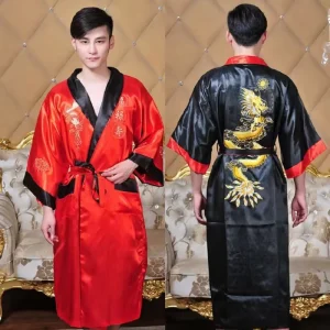 Women’s Traditional Japanese Style Kimono Costume Embroidered Female Yukata Suit Washable Waterproof PET Bathrobe Clothes