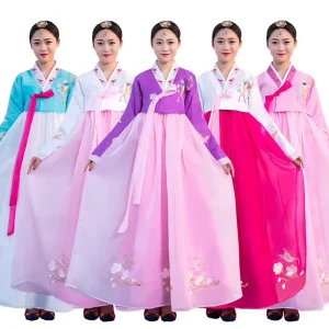 Women’s Traditional Korean Hanbok Dress with Embroidery for Weddings and Performances