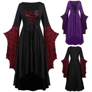 Women’s Vintage Gothic Witch Vampire Lace Strap Dress