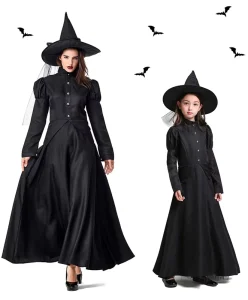Women’s Wicked Witch Costume with Long Skirt for Halloween