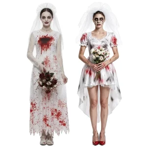 Women’s Zombie Ghost Bride Costume Dress Polyester Gothic Wedding Style