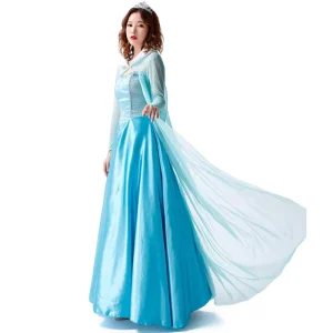XJ Children’s Unisex Fairytale Princess Dress Light Blue Strapless Design with Increased Fabric Thickness Elsa Character Costume