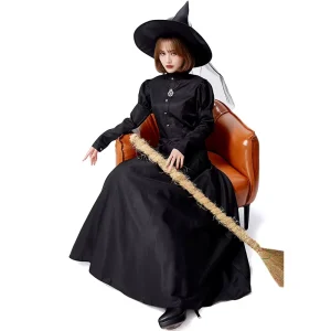 XJ Halloween Witch’s Magic Robe Emerald Field Fairy Tale Western Witch Costume Halloween Festival Performance Dress