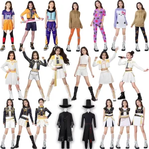XJ K POP Demon Slaying Girl Group Cosplay Costume Lumizoy Mira Shaga Unisex Children’s Polyester Promotional Stage Performance