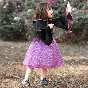 XJ Magician Halloween Costume Purple Court Drama Stage Performance Cosplay Witch Costume Witch