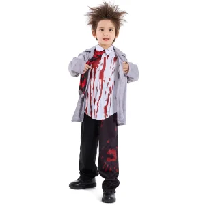 XJHalloween Costume Grey Student Uniform Vampire Cosplay Male Zombie Game playing Costume