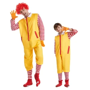 Yellow Parent-Child Clown Costume for Christmas Stage Performance Kids Cosplay