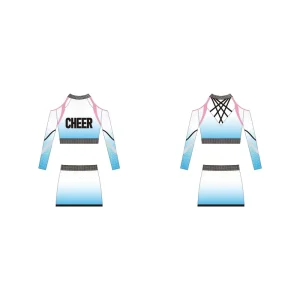 Young Girl School Popular Cheer Uniforms Cheerleader Crop Tops With Rhinestone