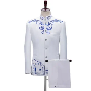 Zhongshan Suit Men’s Stand Collar Slim-Fit Chinese Style Tang Suit Chorus Performance Wear
