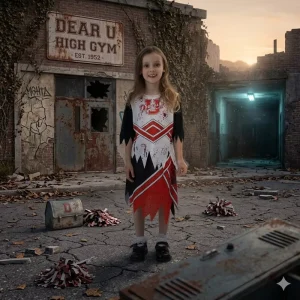 Zombie Cheerleader Halloween Costume for Girls Blood Splatter Party Outfit