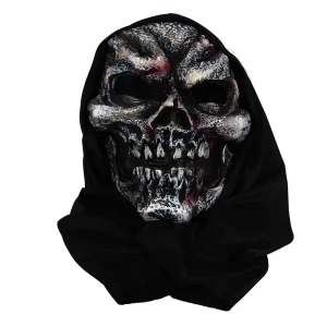 Zombie Latex Mask Halloween Christmas Party Costume Headgear with Hood Scary Witch Cosplay