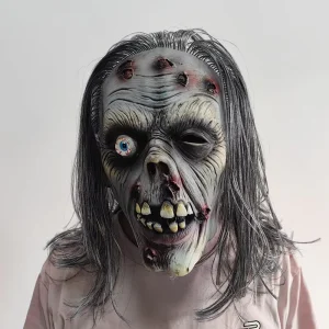 Zombie Mask with Wig Walking Death Cosplay Costume Prop Halloween Disguise