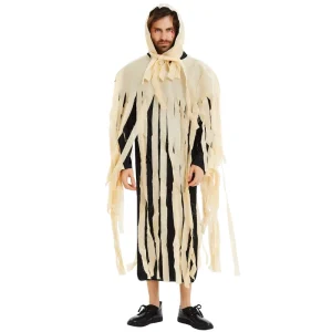 Zombie Suit Black and White Cosplay Adult TV and Movie Zombie Costume Halloween Devil Hooded Cloak Jumpsuit