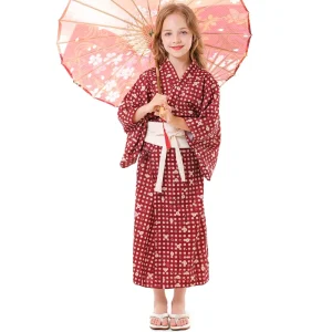 new styles Japanese Kid Girl Kimono Dresses Traditional Yukata Children Stage Performance Dress Kid Bow Costume