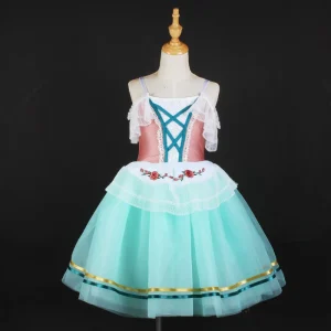 pink Spandex Dance Dress Lovely Girl Ballet Skirt Dance Wear Embroid Party Princess Lyrical Costume